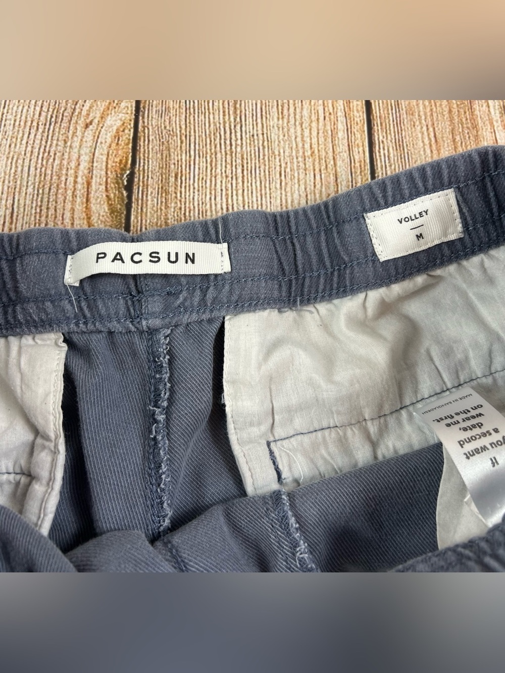 Mens PacSun Volley Grey Shorts Drawstring Elastic Waist Pockets Size Medium - Picture 4 of 7